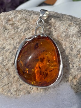 Sterling Silver and Amber Pendant
