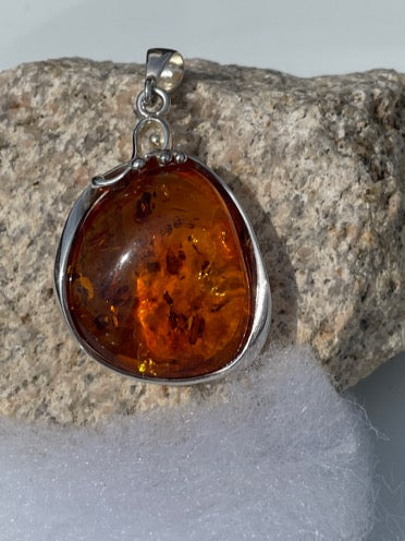 Sterling Silver and Amber Pendant