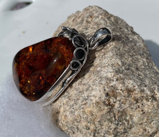Sterling Silver Amber Pendant