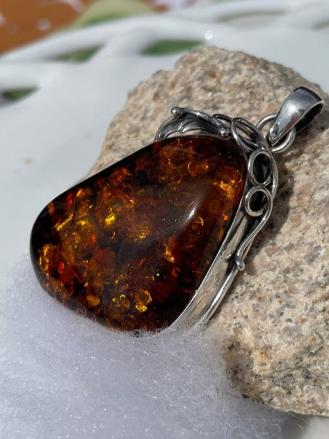 Sterling Silver Amber Pendant