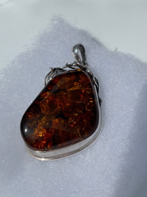 Sterling Silver Amber Pendant