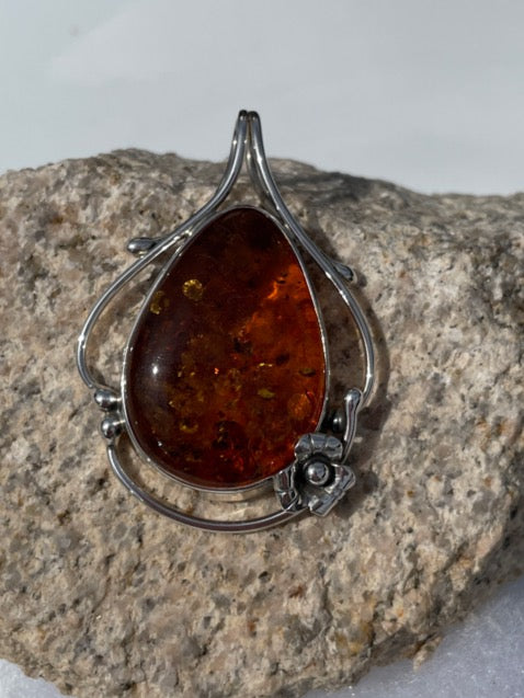 Sterling Silver Amber Pendant