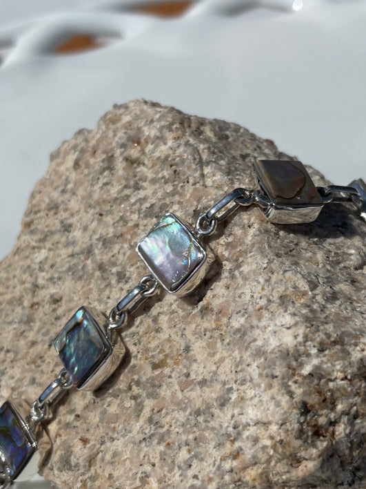 Abalone Silver adjustable toggle Bracelet 7"-8.5"