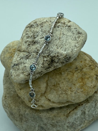 Blue Topaz Sterling Silver Bracelet