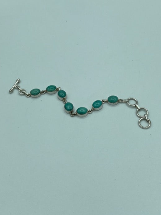 Turquoise Sterling Silver Toggle Bracelet 7"-7.5"