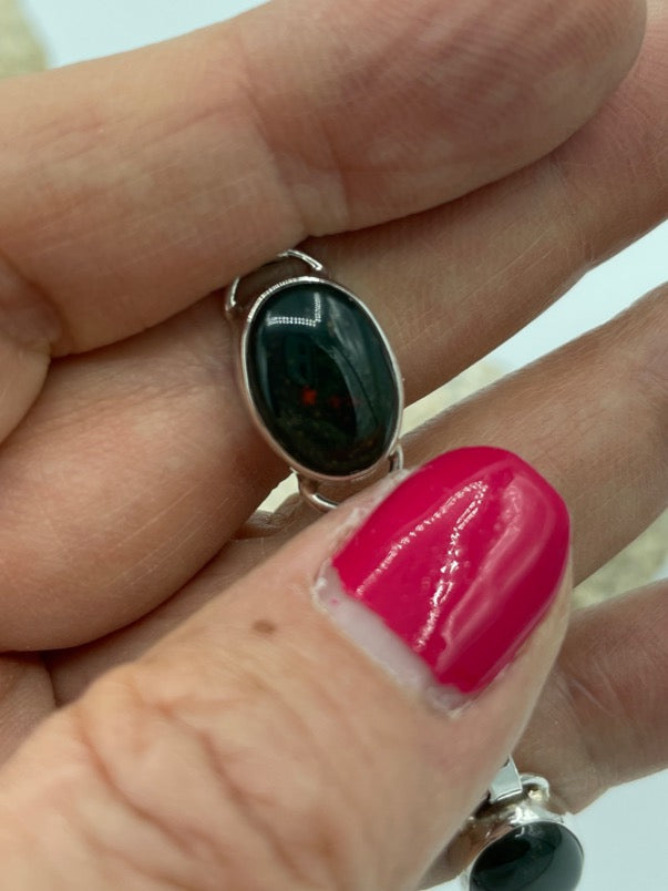 Bloodstone Sterling Silver Bracelet 7"-7.5"