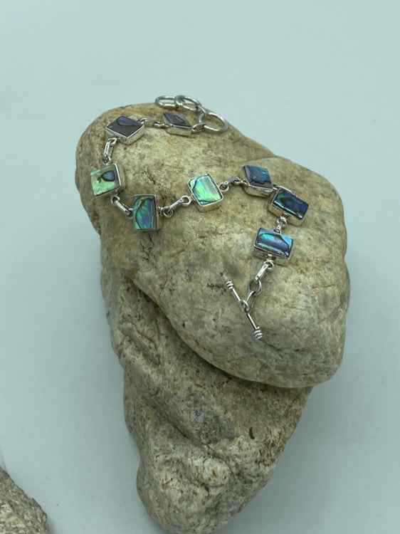 Abalone Silver adjustable toggle Bracelet 7"-8.5"