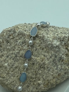 Opal and Pearl Sterling Silver Toggle Bracelet