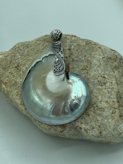 Sterling Silver and Snail Shell Pendant