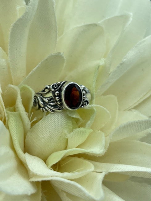 Garnet Sterling Silver Ring