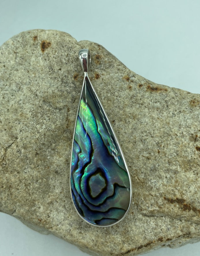 Mother of Pearl OR Abalone Double sided Sterling Silver Pendant