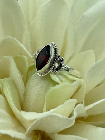 Garnet Sterling Silver Ring