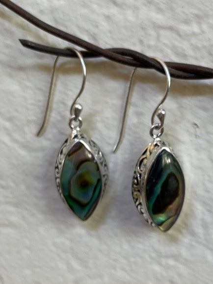 Abalone Sterling Silver Drop Earrings