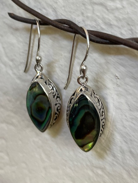 Abalone Sterling Silver Drop Earrings