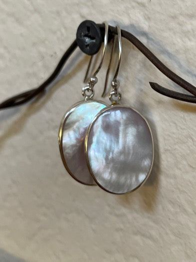 Double Sided Sterling Silver Earrings - Mother of Pearl or Red Coral