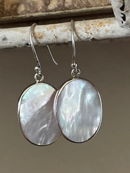 Double Sided Sterling Silver Earrings - Mother of Pearl or Red Coral