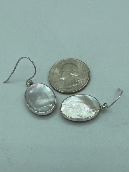 Double Sided Sterling Silver Earrings - Mother of Pearl or Red Coral