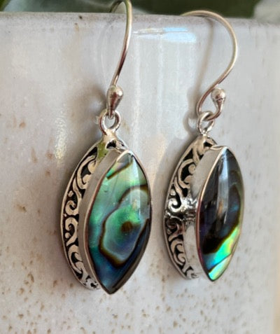 Abalone Sterling Silver Drop Earrings