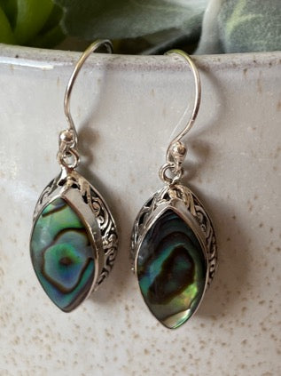 Abalone Sterling Silver Drop Earrings