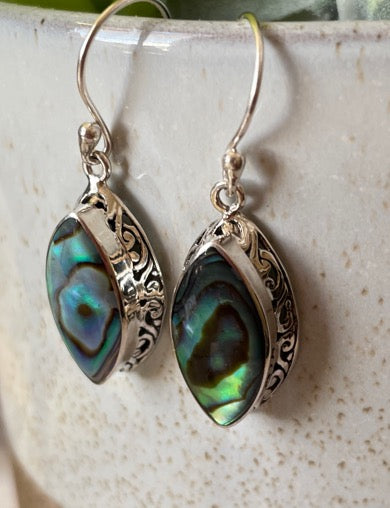 Abalone Sterling Silver Drop Earrings