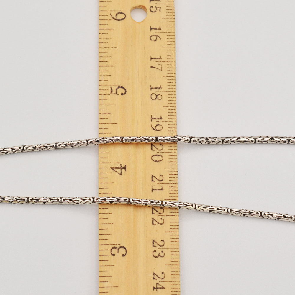 Sterling Silver Handmade Byzantine Bali Chain - 24" 2mm