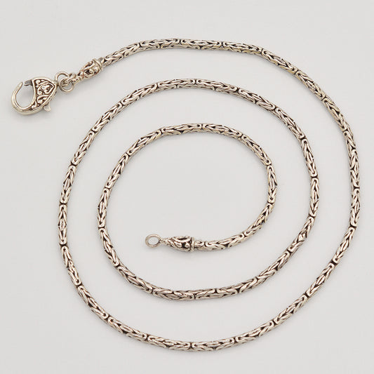 Sterling Silver Handmade Byzantine Bali Chain - 20" 2mm