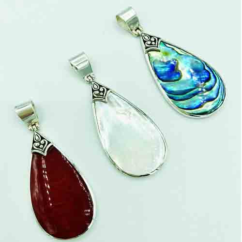 Sterling Silver and Red Coral Pendant