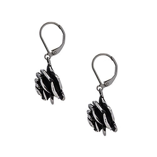 Designer Stainless Steel Rose Earrings, pierced with a Euro clasp. Will not tarnish. This is a side view.