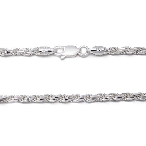 925 Sterling Silver 3.5MM Rope Chain - Italian Crafted for Women and Men 16 - 36"