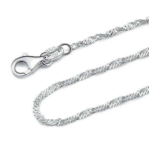 1.2MM Sterling Silver Singapore Chain with Lobster Claw Clasp