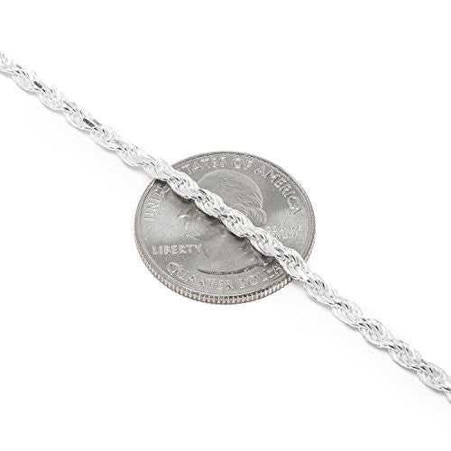925 Sterling Silver 3MM Rope Chain - Nickel Free Italian Crafted Necklace for Women and Men 16 - 36"