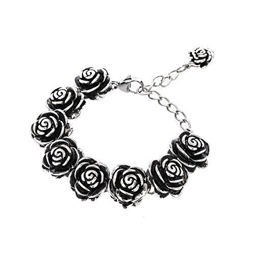 Designer Stainless Steel Rose Bracelet For Women and Girls - 5" with 3" extender