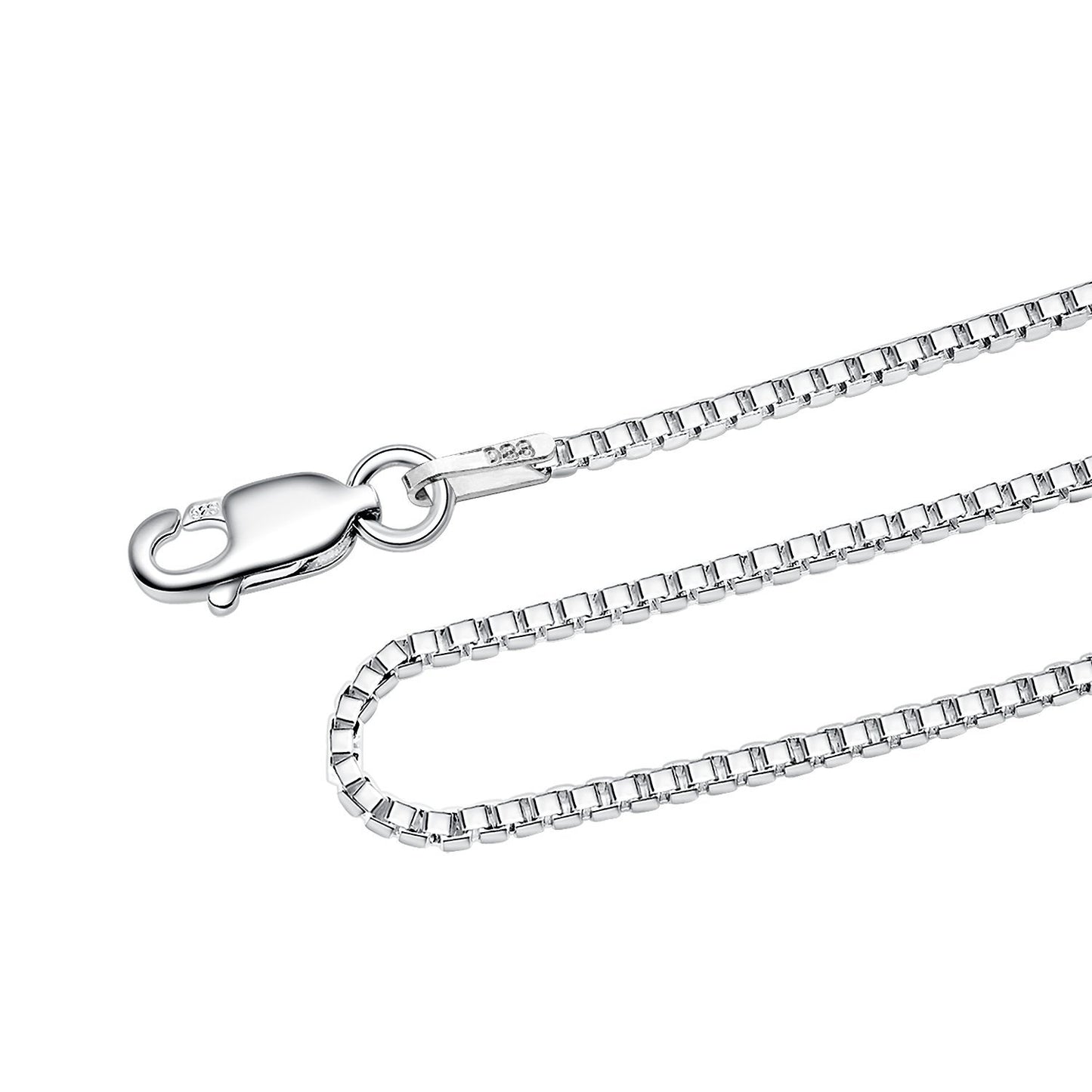 1.5MM Sterling Silver Box Chain with Lobster Claw Clasp
