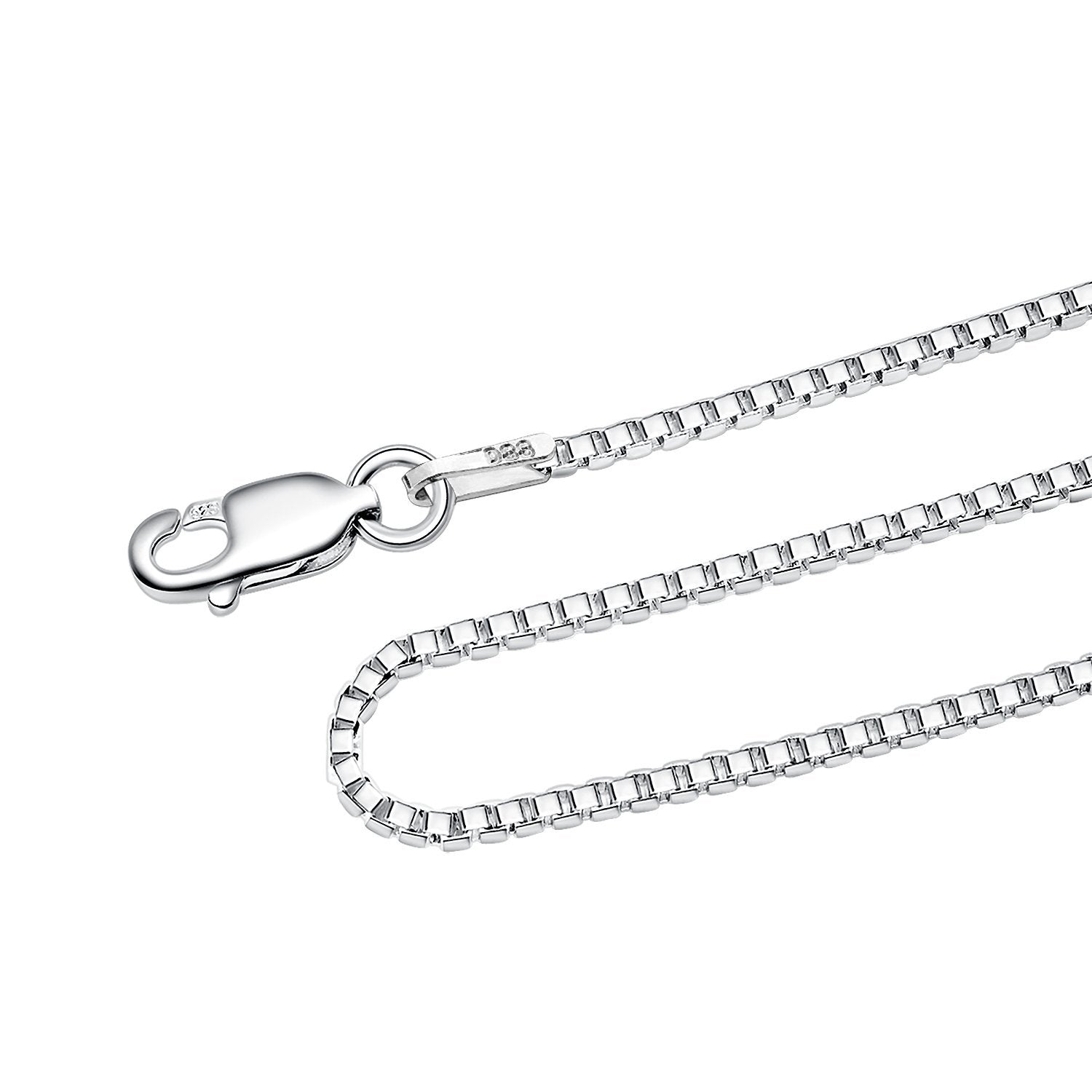 1.5MM Sterling Silver Box Chain with Lobster Claw Clasp