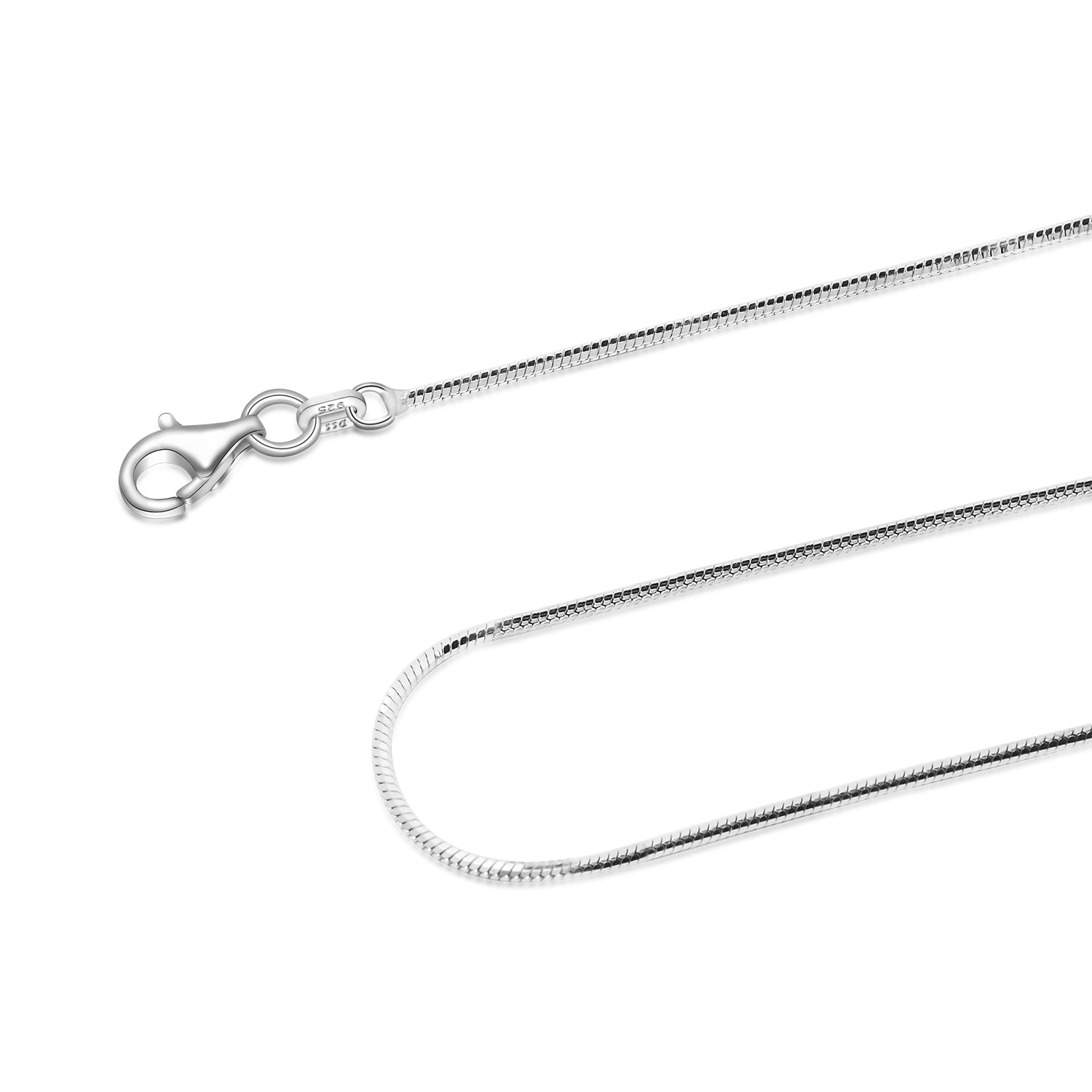 1MM MAGIC Sterling Silver 8 Sided Snake Chain with Lobster Claw Clasp 16"-30"