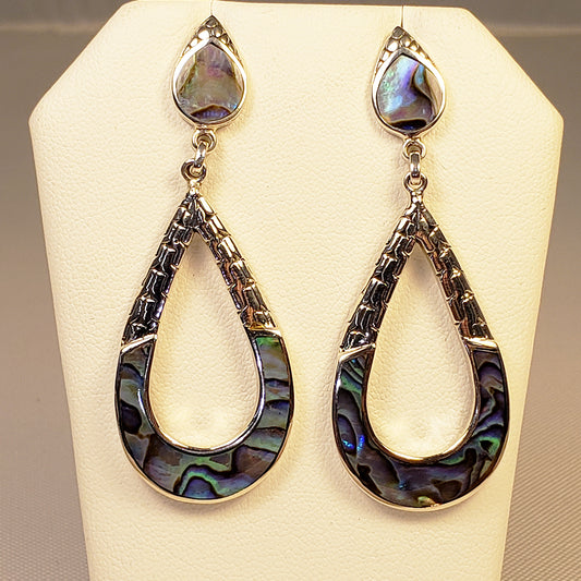 Abalone Dangle Silver Earrings