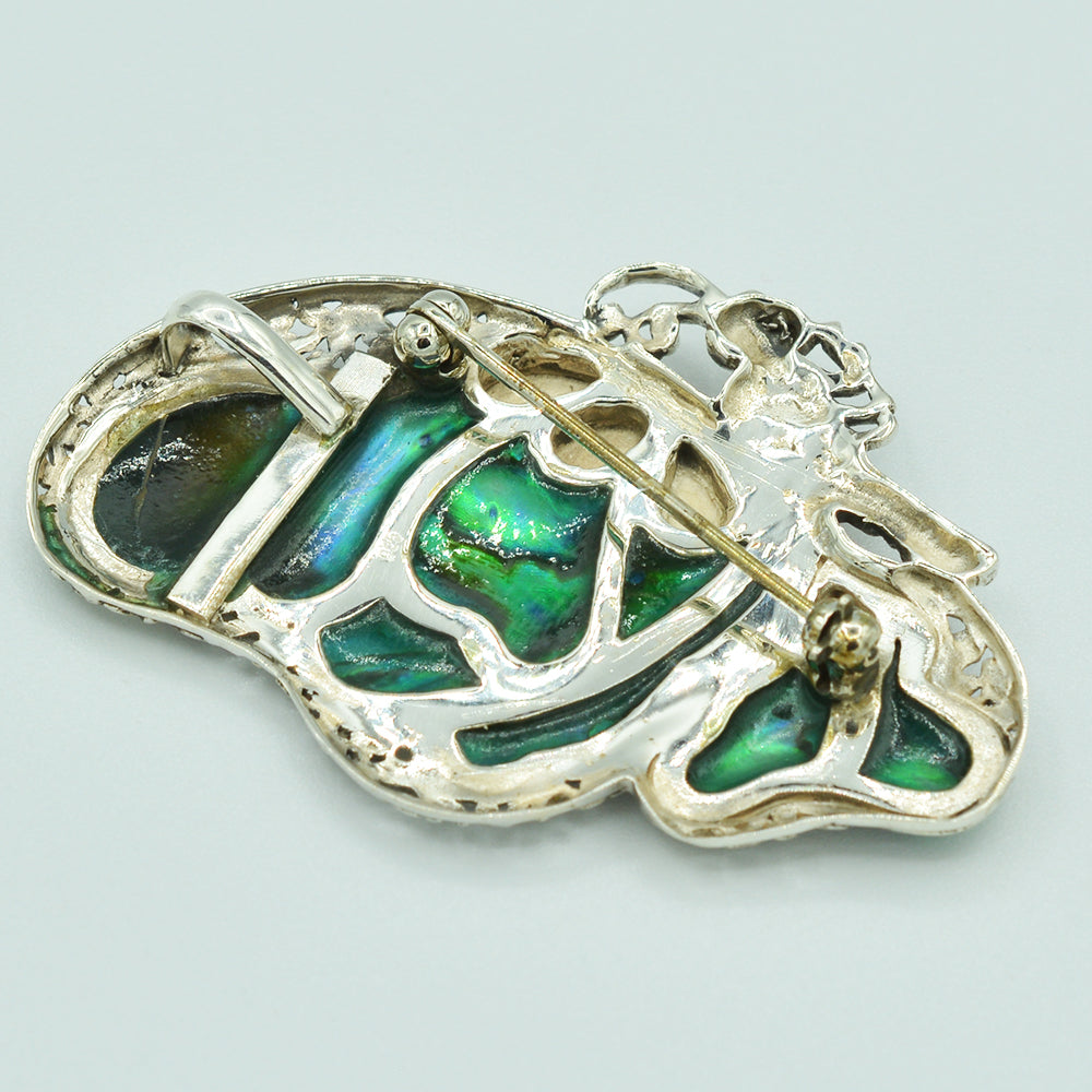 Large Butterfly Sterling Silver Pendant which can also be worn as a Brooch or a Pin - Available in Inlaid Mother-of-Pearl or Inlaid Abalone