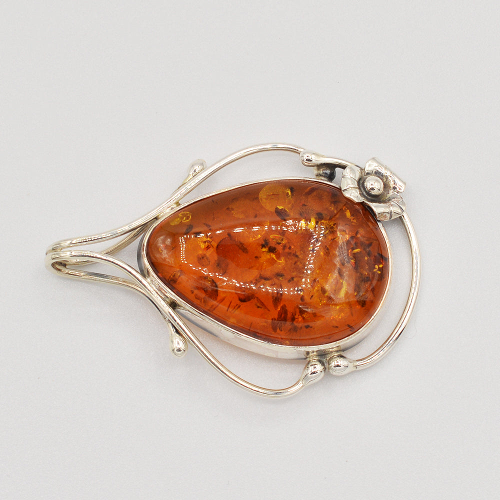Sterling Silver Amber Pendant