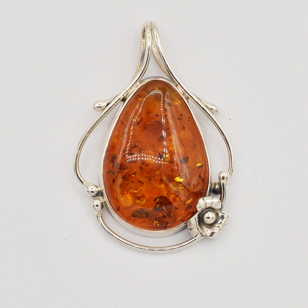 Sterling Silver Amber Pendant