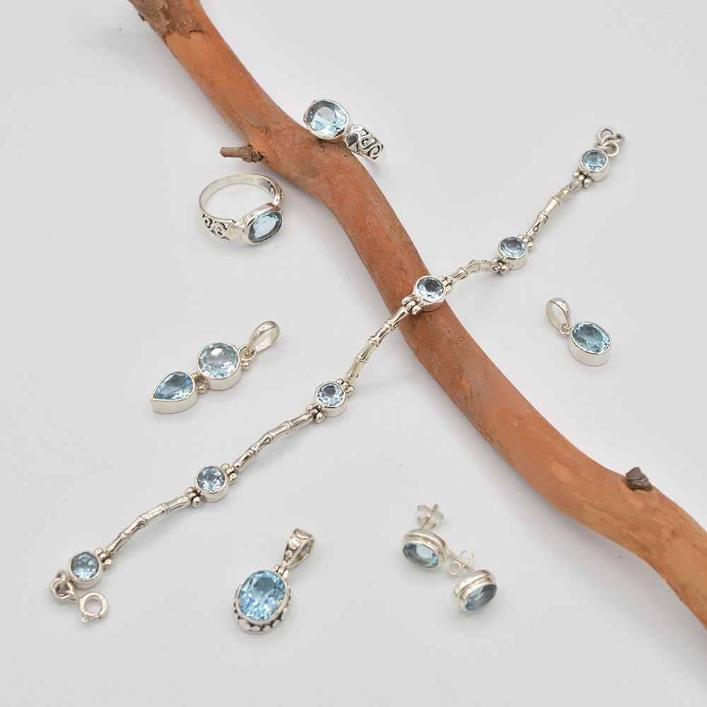 Blue Topaz Sterling Silver Earrings
