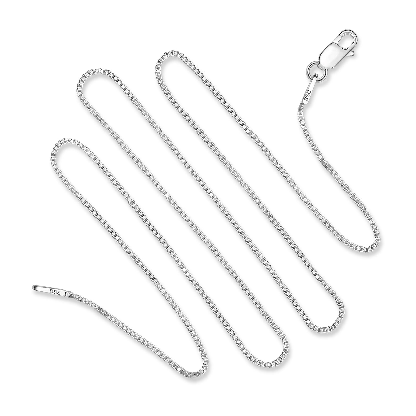 .8MM Sterling Silver Box Chain with Lobster Claw Clasp. Perfect for pendants.. .8 is a thin box chain.