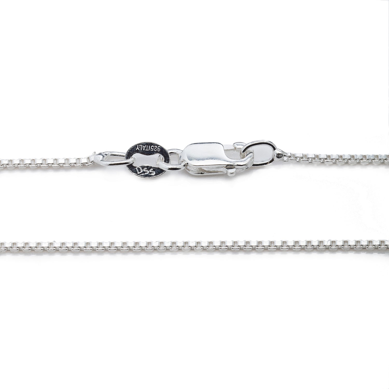 1MM Sterling Silver Box Chain with Lobster Claw Clasp 16"-30" perfect for pendants