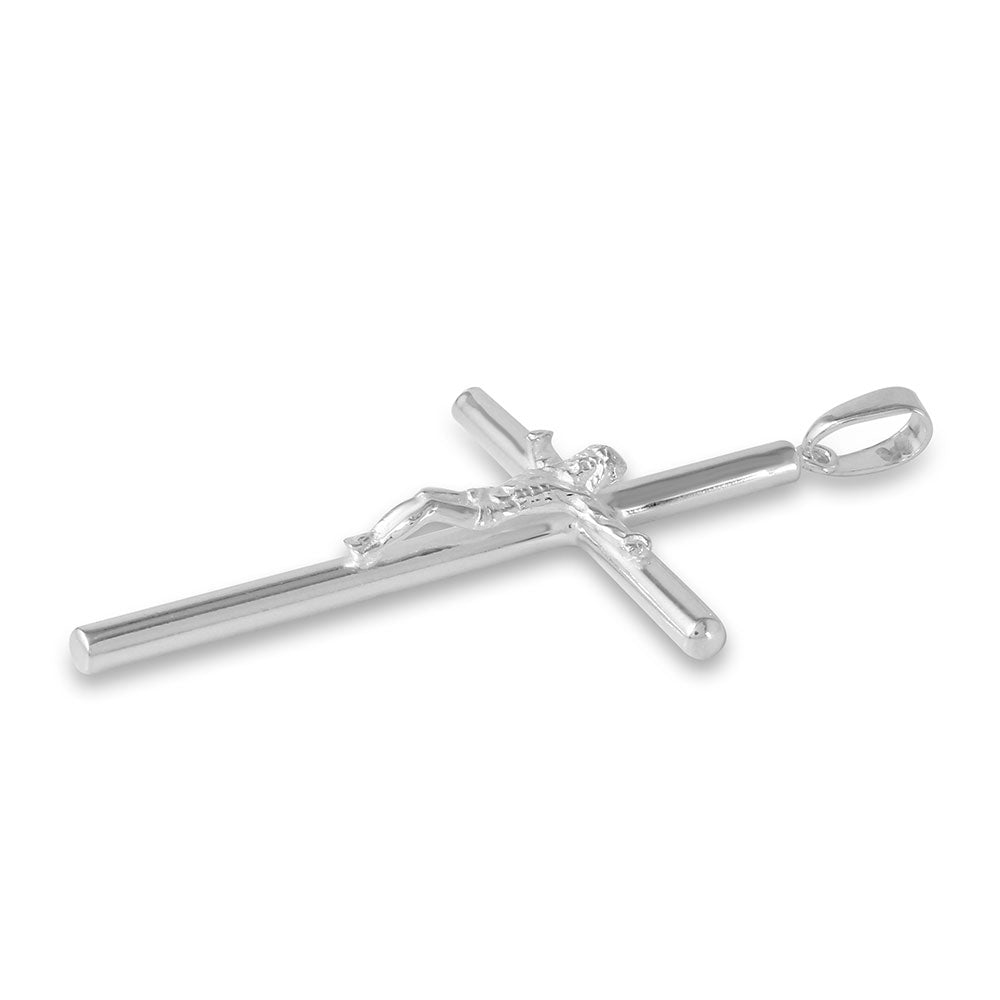 Sterling Silver Crucifix Pendant High Polish 2" by 1.5"