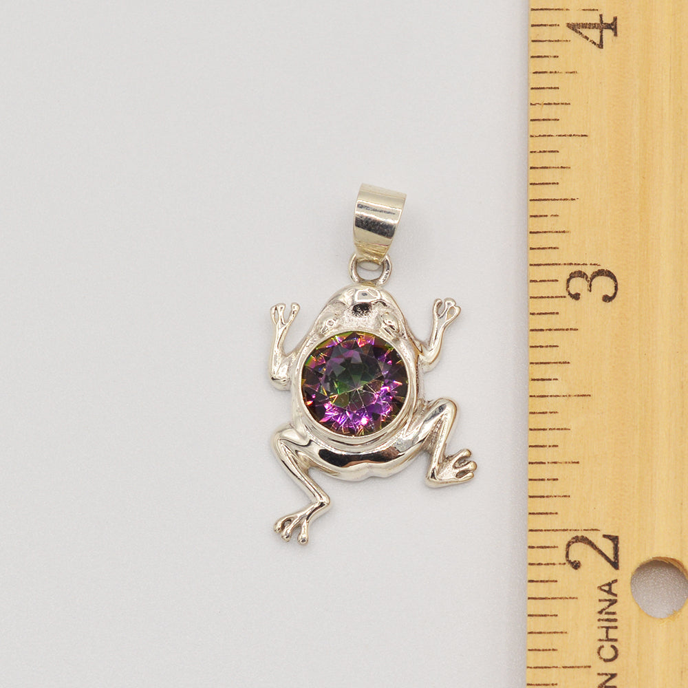 Sterling Silver Mystic Topaz Frog Pendant