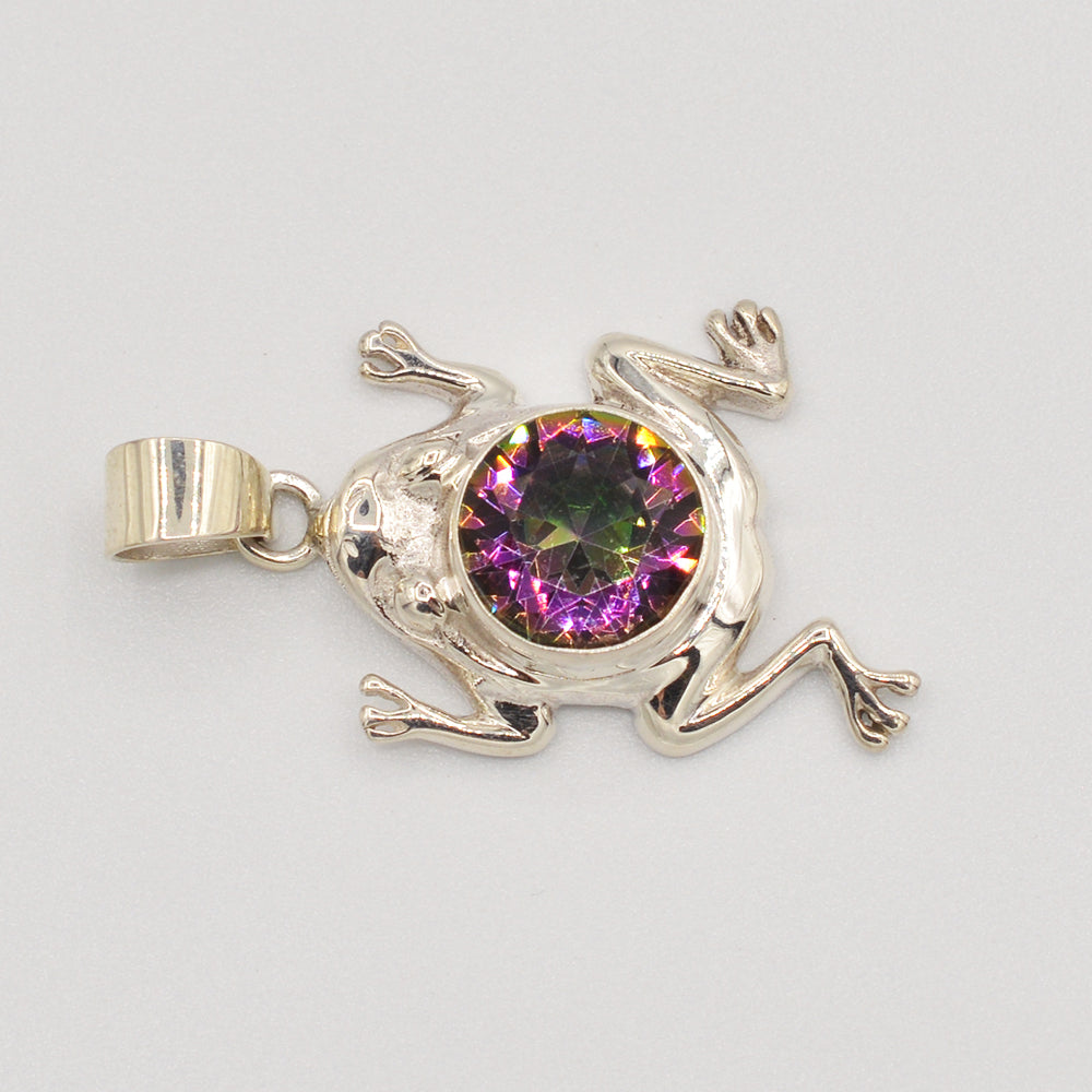 Sterling Silver Mystic Topaz Frog Pendant