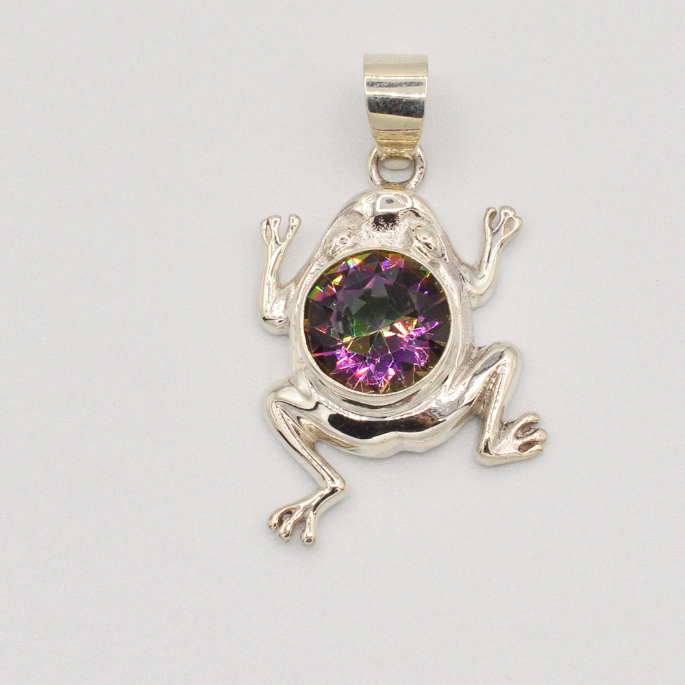 Sterling Silver Mystic Topaz Frog Pendant