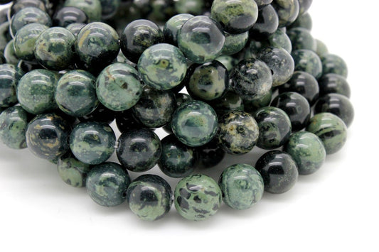 Kambaba Jasper Smooth 8mm Round Natural Gemstone Stretch Bracelet