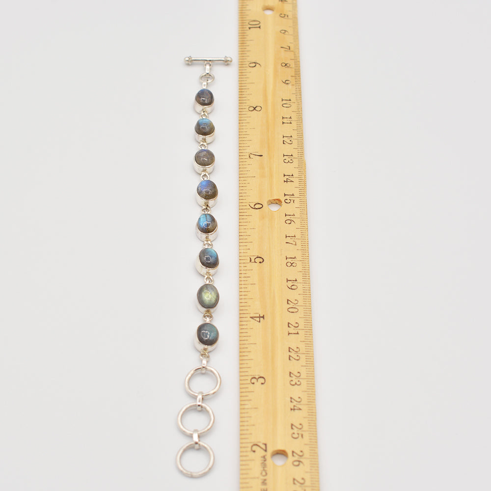Labradorite Silver Bracelet - toggle clasp