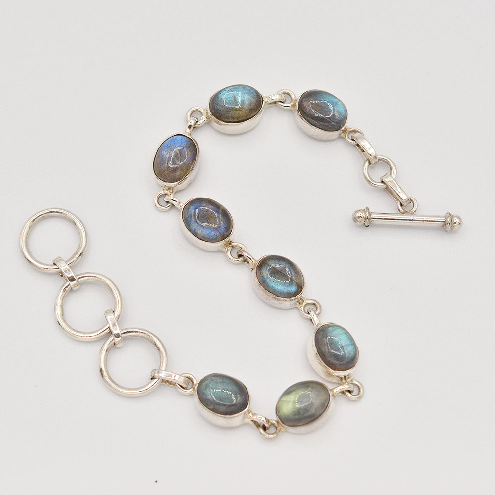 Labradorite Silver Bracelet - toggle clasp
