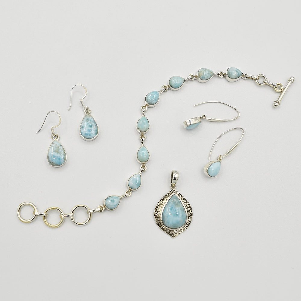 Larimar and Sterling Silver Earrings
